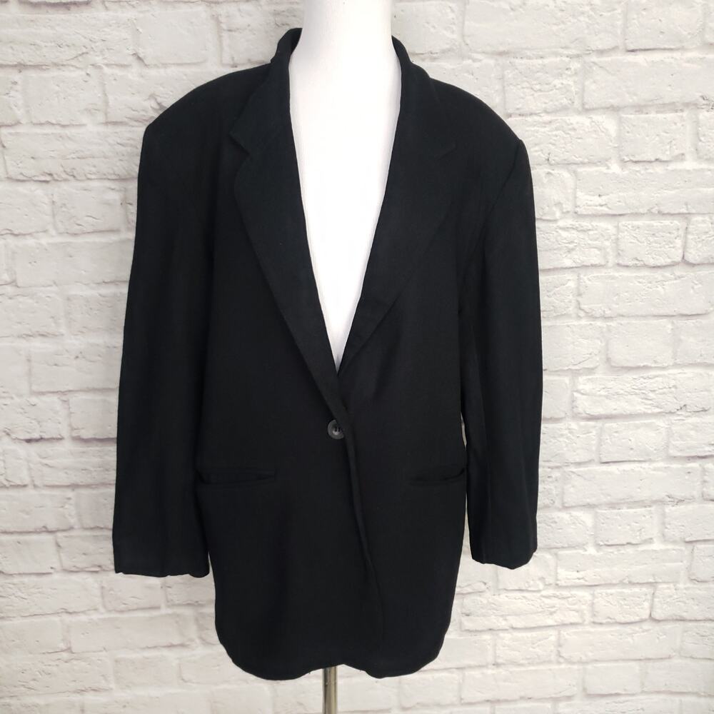Vintage White Stag Blue Wool Blend Blazer Jacket Single Button Pockets Sz 10